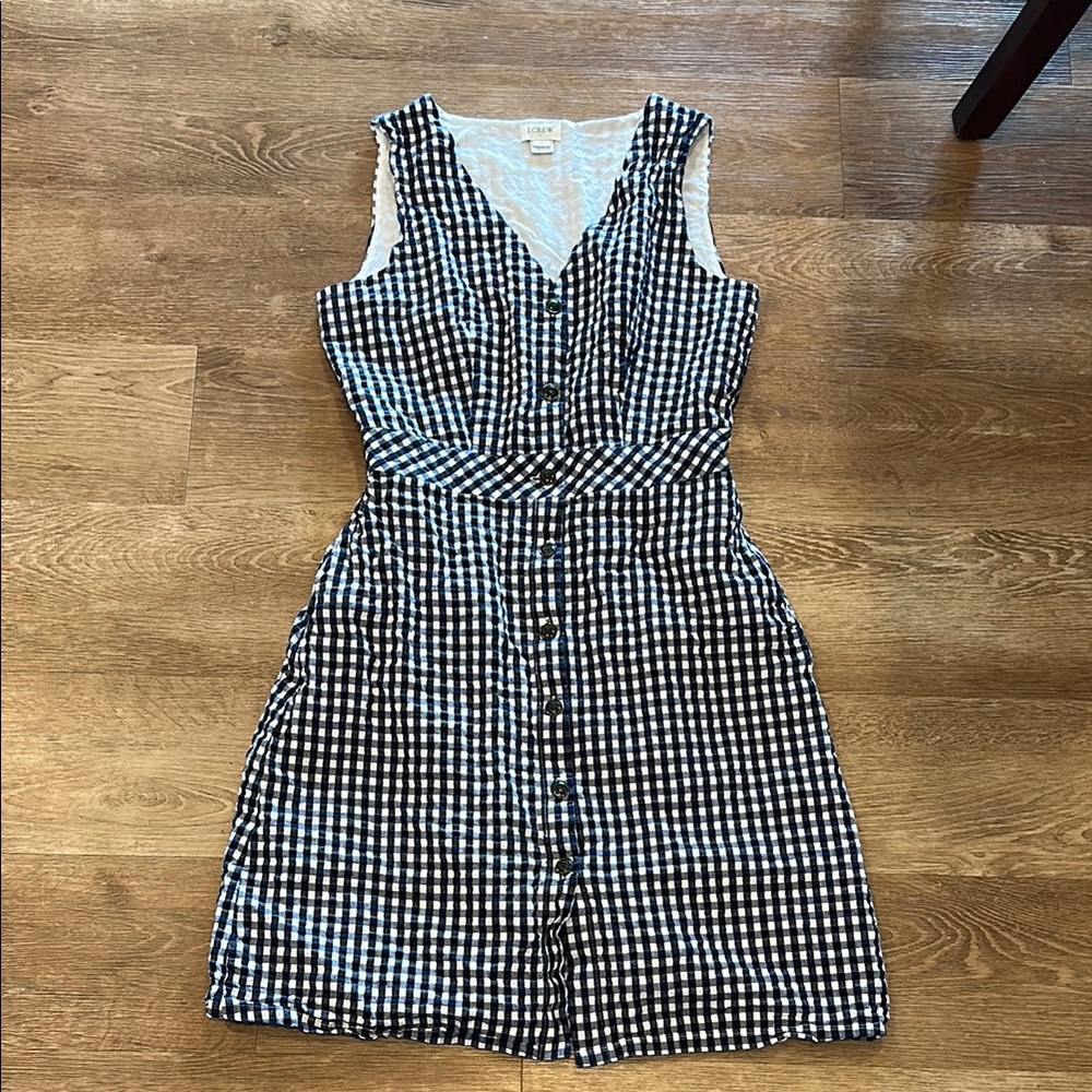 J. Crew Black and White Sleeveless V-Neck Midi Sundress